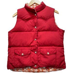 American Eagle Women's Reversible Puffer Quilt Snap Vest Multi Floral Full Zip